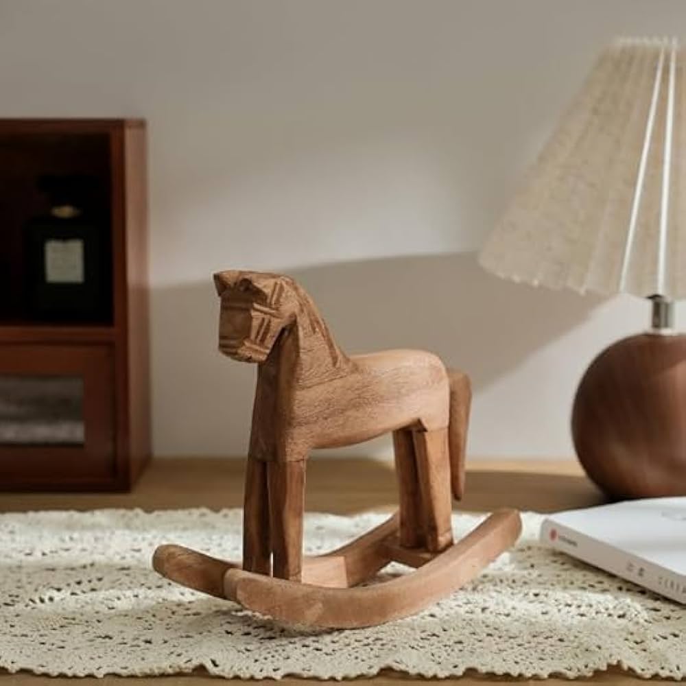 Amazon.co.jp: lulubelle 木製 木馬 オブジェ ロッキングホース 韓国